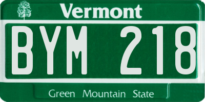VT license plate BYM218
