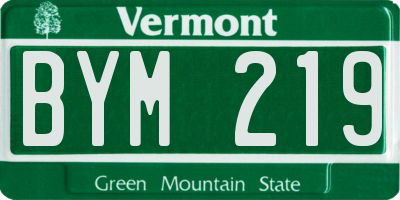 VT license plate BYM219