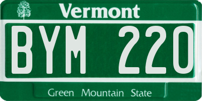 VT license plate BYM220