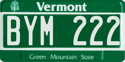 VT license plate BYM222