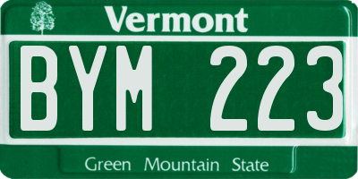 VT license plate BYM223