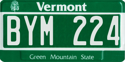 VT license plate BYM224