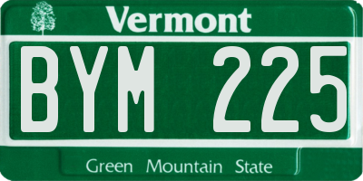 VT license plate BYM225