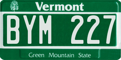 VT license plate BYM227