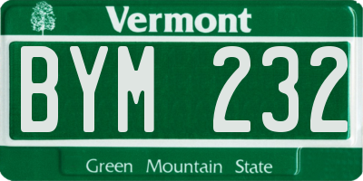 VT license plate BYM232