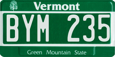 VT license plate BYM235