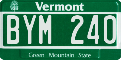VT license plate BYM240