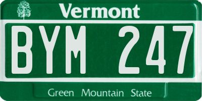 VT license plate BYM247