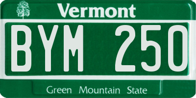VT license plate BYM250