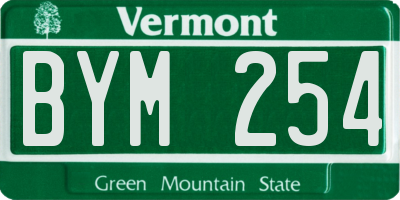 VT license plate BYM254