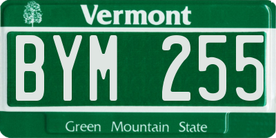 VT license plate BYM255