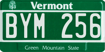 VT license plate BYM256