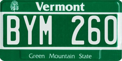 VT license plate BYM260