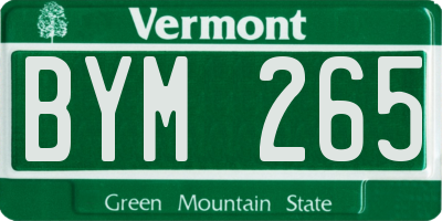 VT license plate BYM265