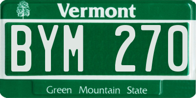 VT license plate BYM270