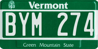 VT license plate BYM274