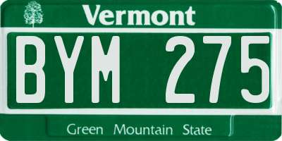 VT license plate BYM275