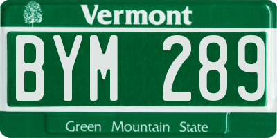 VT license plate BYM289