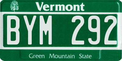 VT license plate BYM292