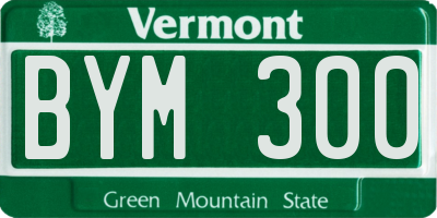 VT license plate BYM300
