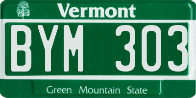 VT license plate BYM303