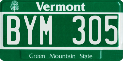 VT license plate BYM305
