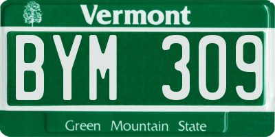 VT license plate BYM309