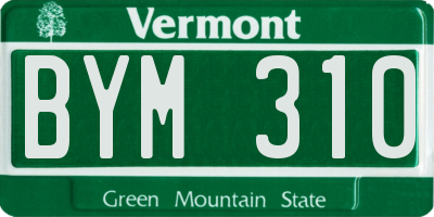 VT license plate BYM310