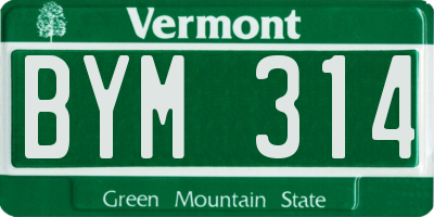 VT license plate BYM314