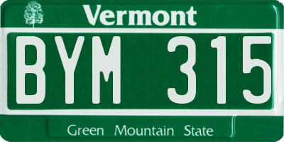 VT license plate BYM315