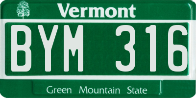 VT license plate BYM316