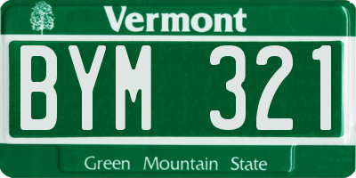 VT license plate BYM321