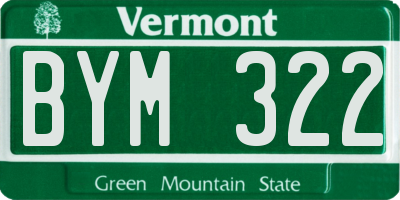 VT license plate BYM322