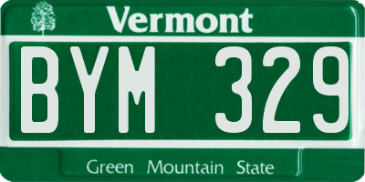 VT license plate BYM329