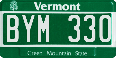 VT license plate BYM330