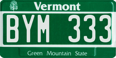 VT license plate BYM333