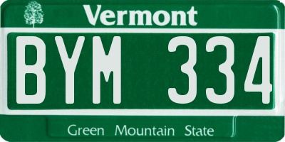 VT license plate BYM334