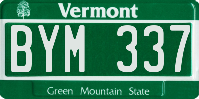 VT license plate BYM337