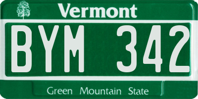 VT license plate BYM342