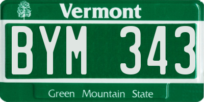 VT license plate BYM343