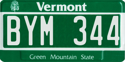 VT license plate BYM344