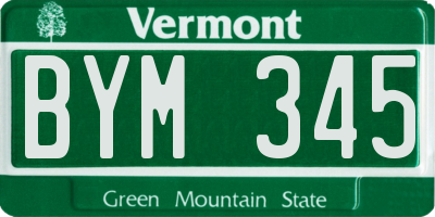 VT license plate BYM345