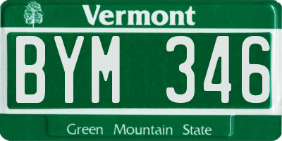 VT license plate BYM346