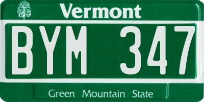VT license plate BYM347