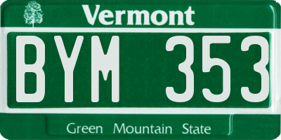 VT license plate BYM353