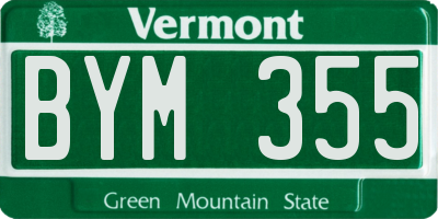 VT license plate BYM355