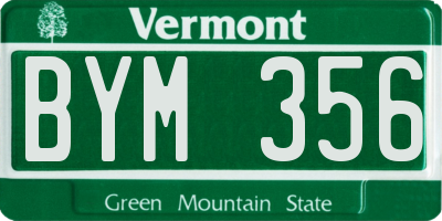 VT license plate BYM356
