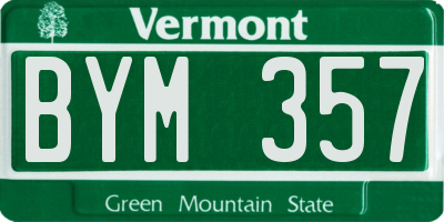 VT license plate BYM357