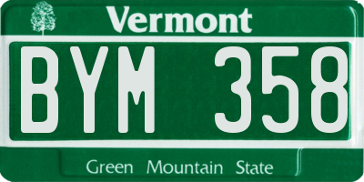 VT license plate BYM358