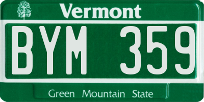 VT license plate BYM359